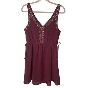 Boho Embroidered Fit & Flare Dress • My Michelle L • Maroon Festival